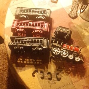 Cast Iron Red and Black Train Set